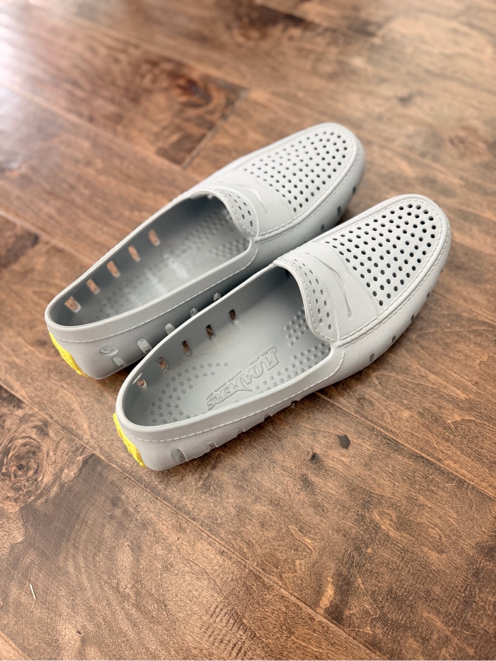 Men's Light Gray Perforated Slip-On Loafers by ROAMER